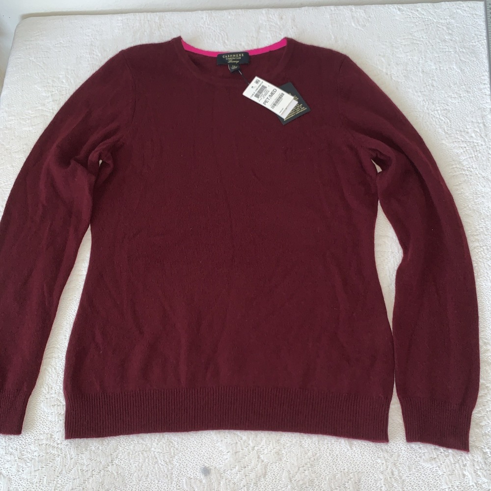 100% Cashmere 2-Ply Table Crew-Neck Sweater Charter Club Luxury Sz PM Crantini‎